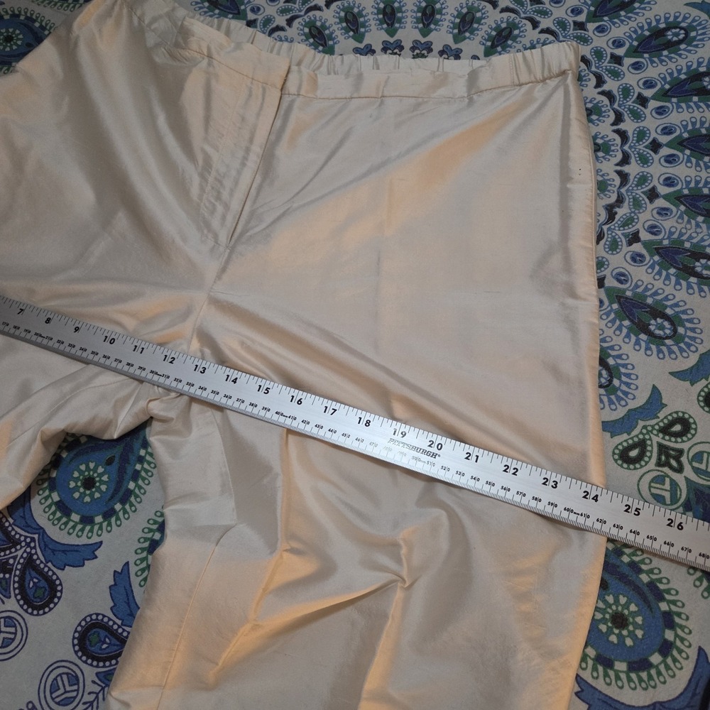 Neiman Marcus 100% Silk Pants Womens XL Trousers White Lined Minimalist Chic - Picture 9 of 10